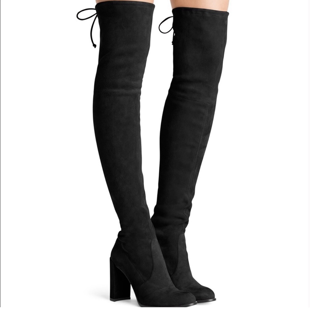 🆕STUART WEITZMAN HILINE SIZE 10 BLACK STRETCHY SUEDE OVER THE KNEE THIGH BOOTS